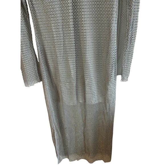 NWT House of Harlow Women Mesh Midi Dress with Rhinestones Light Gray Large - Picture 6 of 9